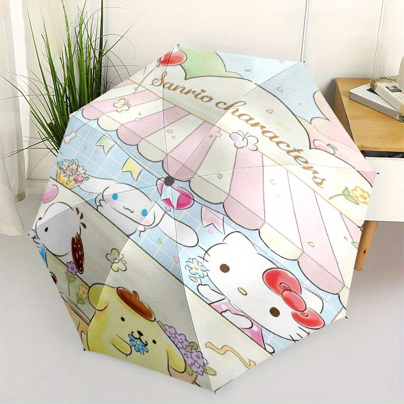 Pom Pom Purin and Friends Cartoon Cartoon Umbrella, Portable 3-Fold Compact Umbrella, Suitable for Camping, Hiking and Travel, Ideal Easter Birthday G