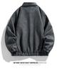 Men's Plus Size PU Leather Jacket - Hong Kong Style Autumn/Winter, Lapel, Pure Color, Casual Couple Outerwear for Chubby Individuals
