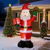 Babbo Natale Gonfiabile Luminoso da 1,2 m con Scatola Regalo per Decorazione del Giardino di Natale