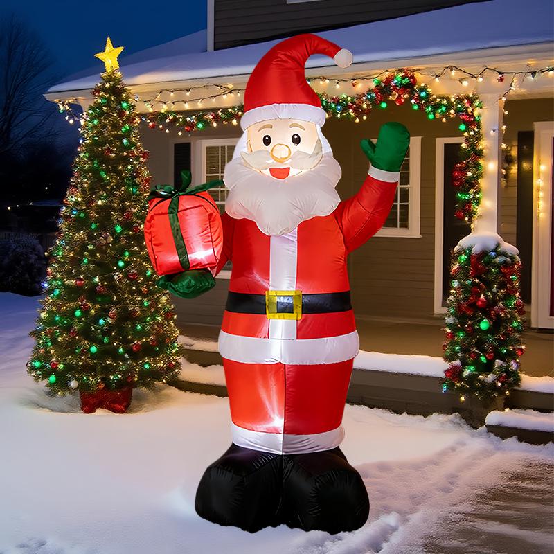 

1.2m Glowing Inflatable Santa Claus with Gift Box for Christmas Yard Decoration UK Standard