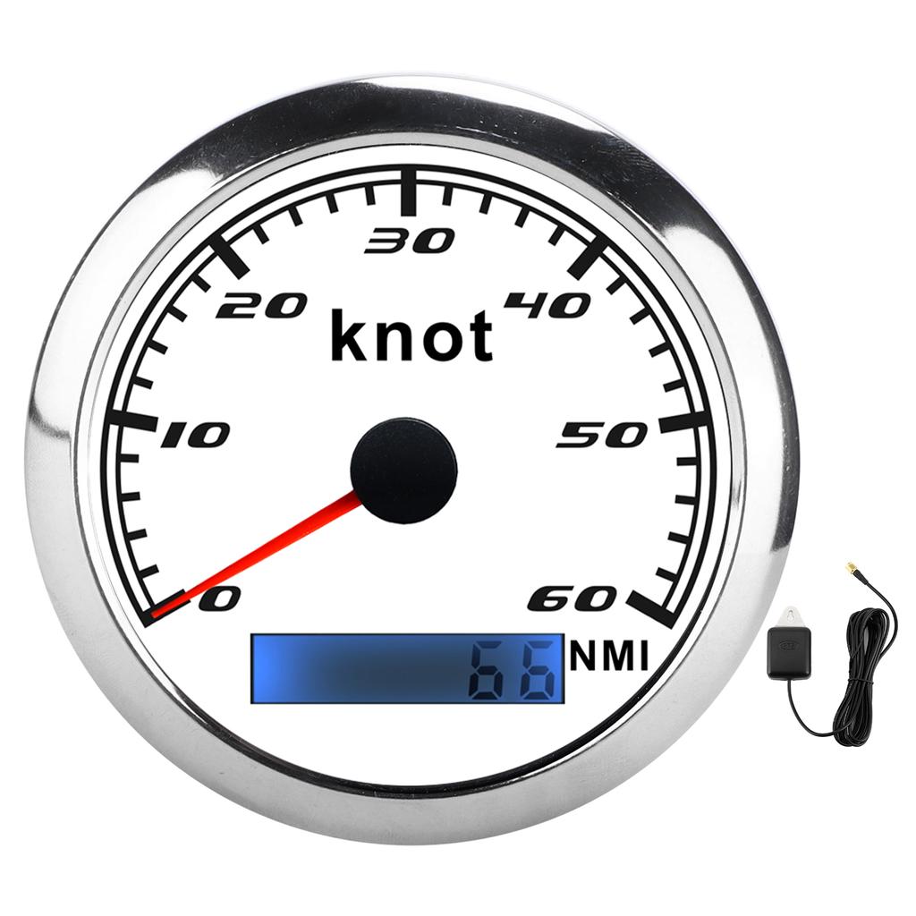 GPS Speedometer Pointer Tachometer Digital IP67 Waterproof with Antenna Universal for Car Truck Boat 9‑30V DCWhite