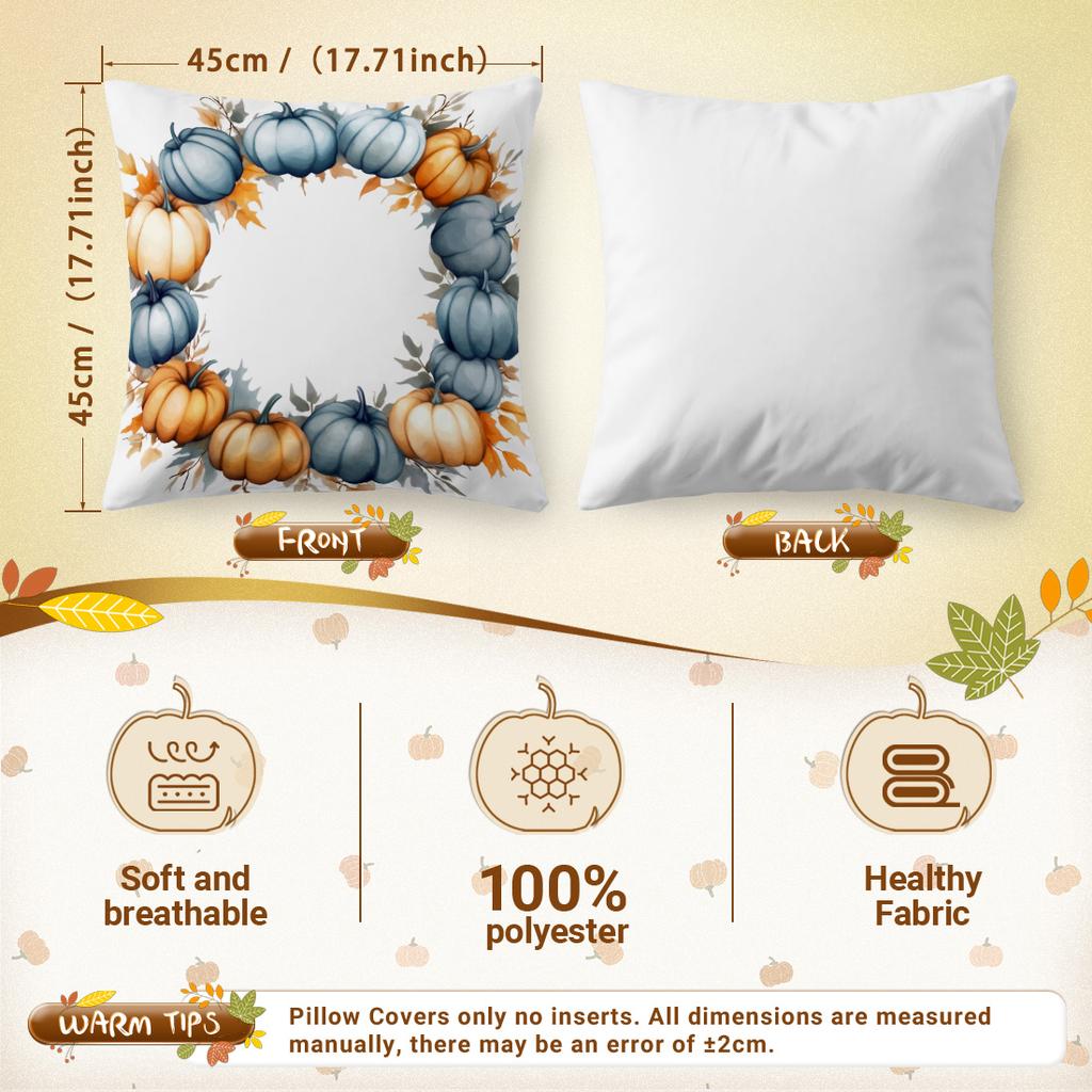 Retro Autumn Pumpkin Leaves Pillowcase Printed Polyester 45x45cm Throw Pillowcover Decorative Sofa Cushion Pillowslip Home Decor