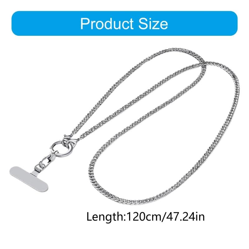 Metal Phone Lanyard Crossbody Chain With 360 Degree Rotating Clip And 120cm Adjustable Strap For Handsfree Carrying