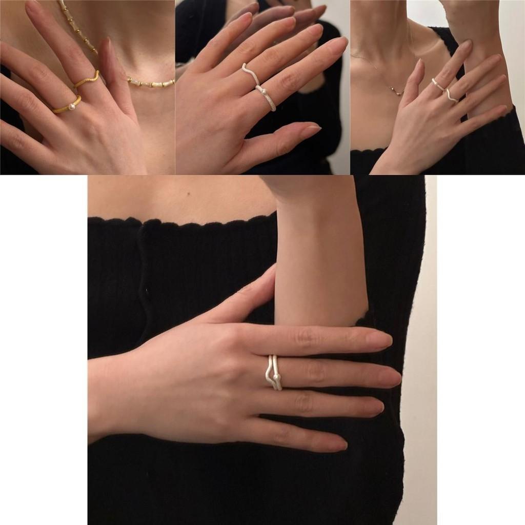 Elegant Korean Inspired 2024 Geometric Open Adjustable 925 Silver Ring For Women