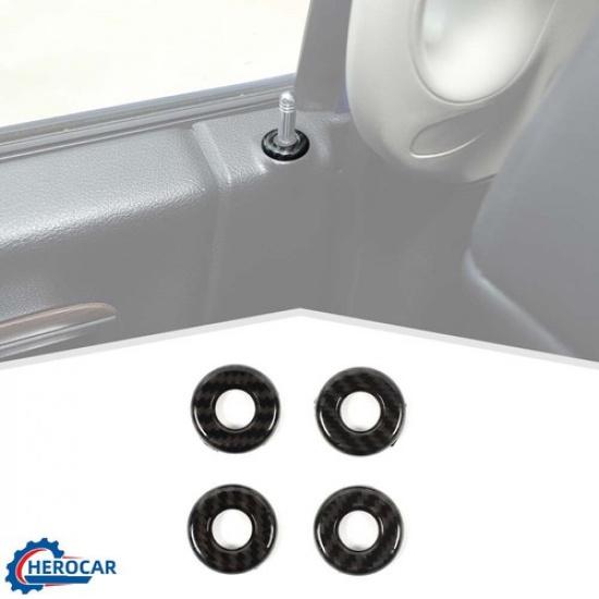 4pcs Carbon Fiber Car Door Lock P Bolt Ring Trim For Dodge RAM 1500 2010+ABS