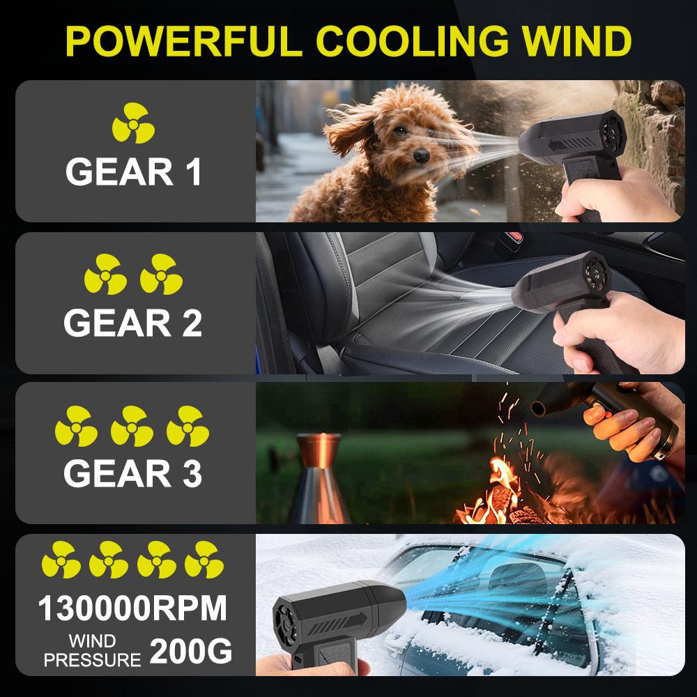 130K RPM Strong Blowing Air Compressor Garden Cleaner Hand Pump Air Duster Blower Turbo Fan Cordless Camping Mat Pillow Inflator