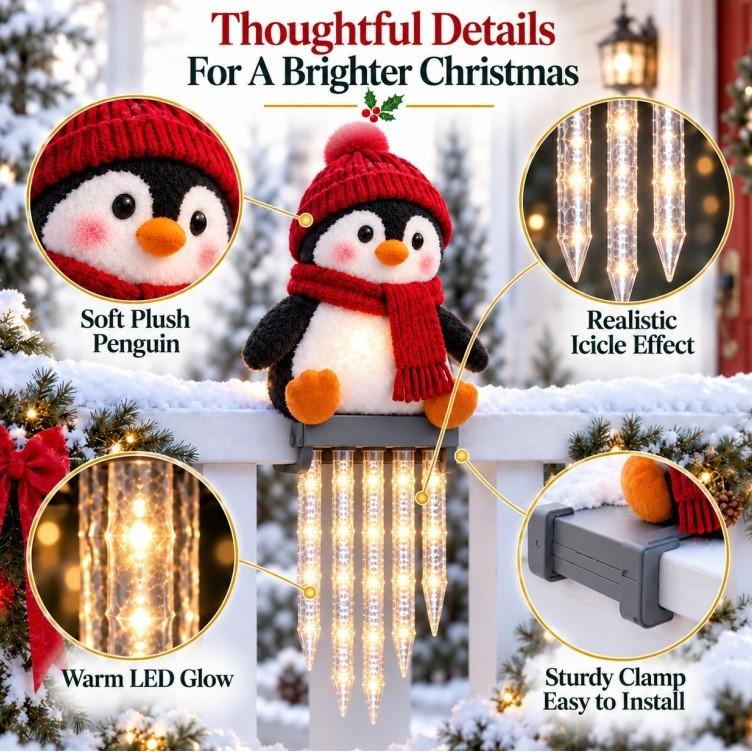 Winterglow Snowman Reindeer Solar Icicle Light Decor For Christmas Holiday Home Yard Scene