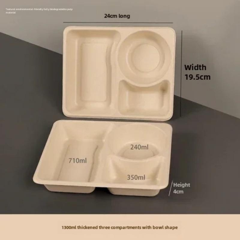 

10 шт. одноразовая разделенная упаковочная коробка для доставки большой емкости многосетчатые бумажные ланч-боксы экологически чистые микроволновые целлюлозы