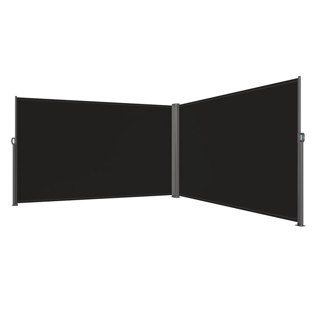 Black Retractable Patio Screen 236 Inch In Length Office Dividers 71Inch In Height Retractable Screen Partition Wall Outdoor Retractable Gate