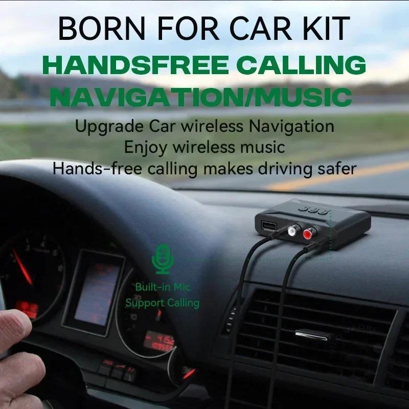 Bluetooth 5.4 Audio Receiver Wireless U Disk RCA 3.5mm AUX USB Stereo Music Adapter with Mic For Car Kit Amplifier Wired Speaker