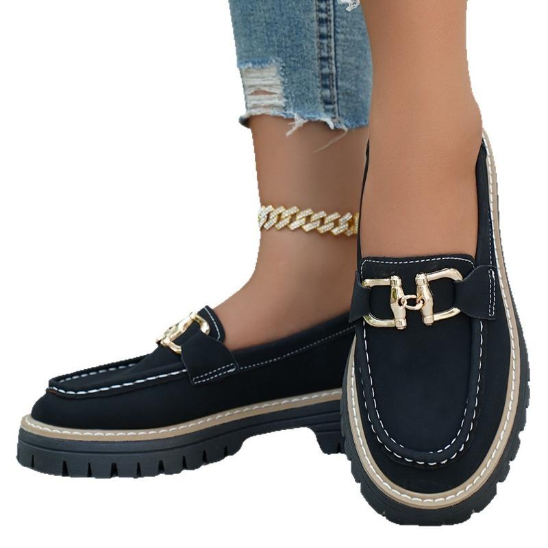 Small Leather Shoes Women's Spring and Autumn New Fashion Versatile Retro Casual Thick Heel Platform Single Shoes