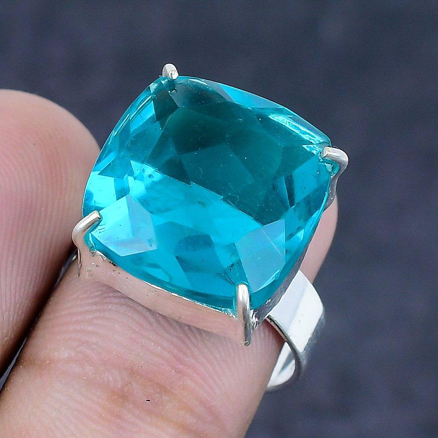 Swiss Blue Topaz Gemstone 925 Sterling Silver Jewelry Ring Size 7