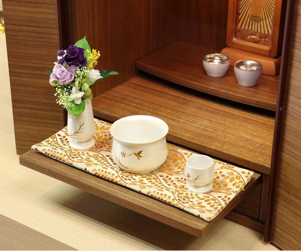 Buddhist Altar Table Mat "Botanical Pattern" Flame-Retardant Buddhist Altar Mat 39x13cm Large 005. Brown
