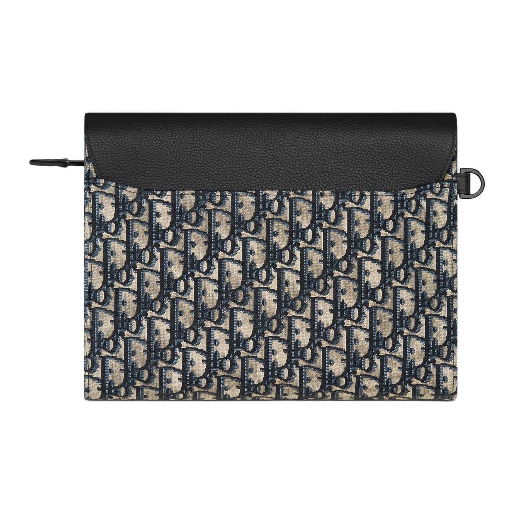 Dior Saddle Removable Strap Logo Cotton And Leather Clutch Unisex Clutch Beige Black 2ADCA540YKS-H27E