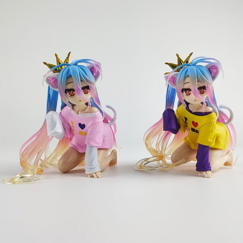 New No Game No Life Anime Figure Desktop Cute Cat Ear Shiro Action Figure Room Decorations PVC Adult Collection Model Doll Toys