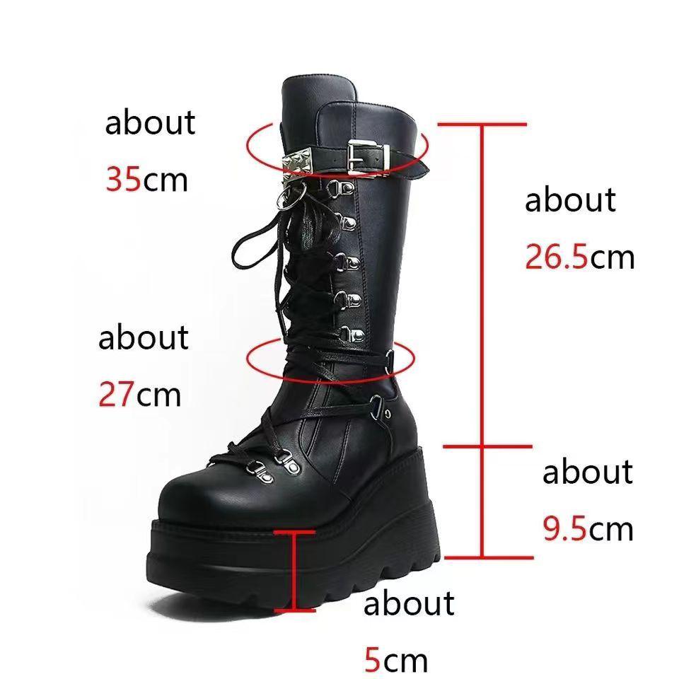 2023 Women's Fashion Hidden Heel Mid-Calf Non-Slip Wear-Resistant Super High Heel Knight Boots - European & American Style