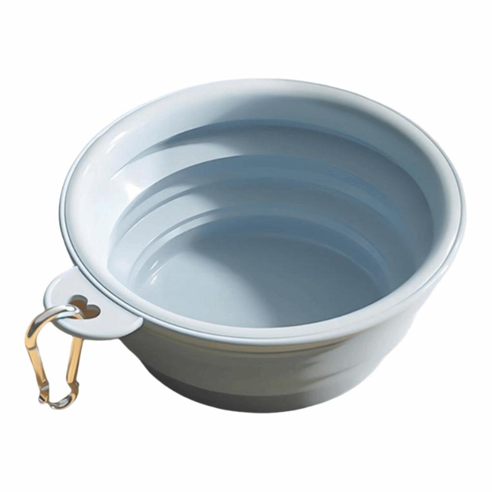 

with Carabiner Pet Dog Food Water Bowl Collapsible Folding Supplies Dishes Travel S синій