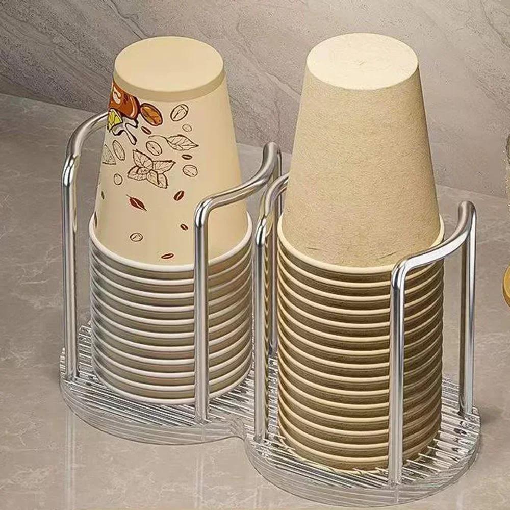2024 New Disposable Cup Storage Holder Water Tea Cups Dispenser Rack Shelf with Longer Stick Mug Display Stand Home Organizer