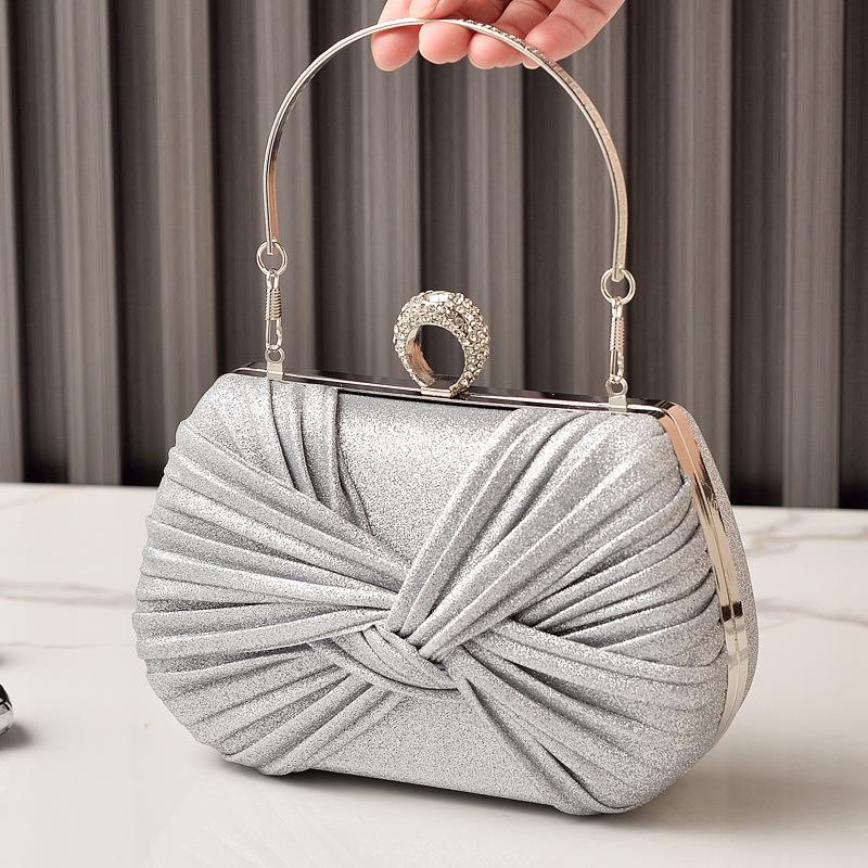 Bow Party Clutch Bag, Pleated Evening Dress Handbag for Women, Wedding Bride Prom Wedding Banquet Reception Evening Purse