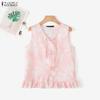 ZANZEA Women Casual V-Neck Summer Loose Sleeveless Print Vest Tops
