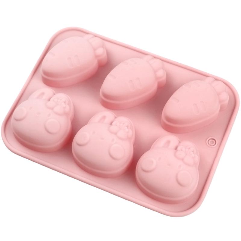 Cartoon Silicone Mold Rabbit Carrot Cookies Chocolate Candy Jelly Mini Soap Ice Cube Tray Kid's Birthday Cake Decorating Tools