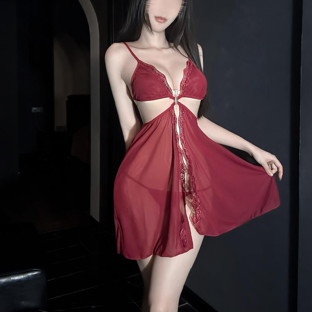 Sex underwear transparent steel tray gathers Sao suspender lace backless perspective sex nightdress seduction suit women