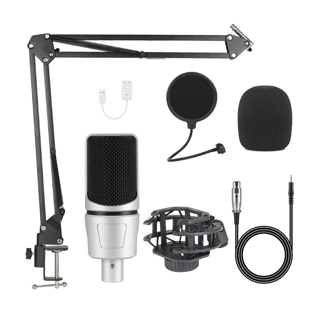X1 M1 English Condenser Microphone & Sound Card Set for PC/Phone Podcast Recording.