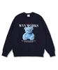Wibelibellyu Down Bear Oversized Special Double-Sided Sweatshirt Navy