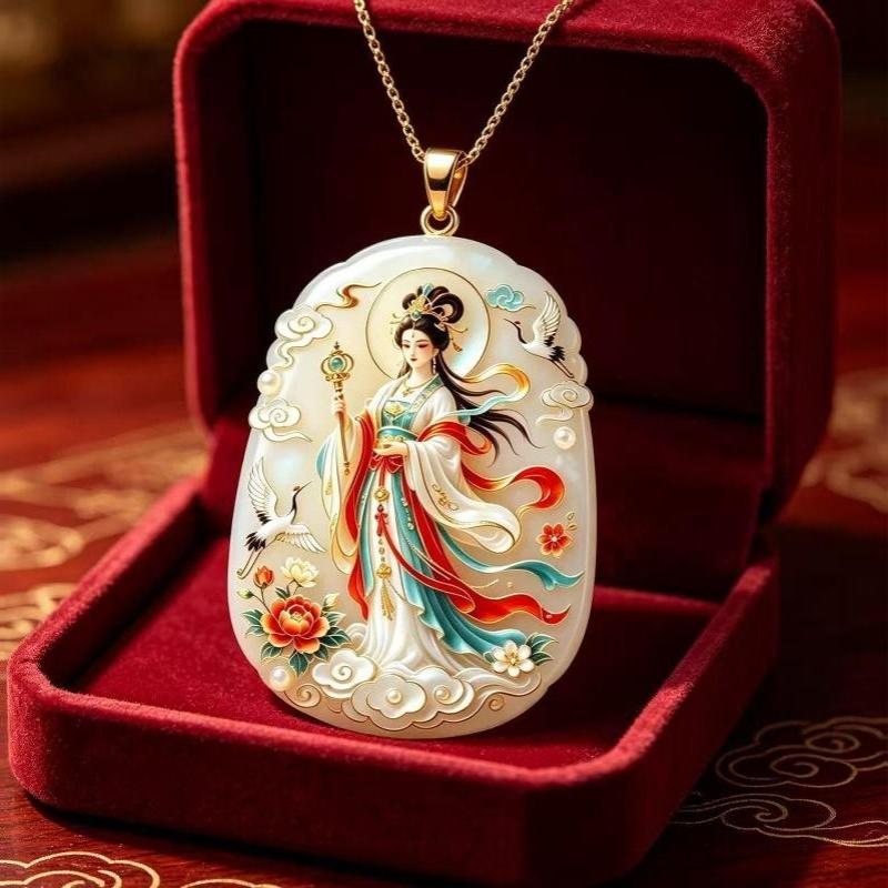 Painted Alloy Enamel Pendant Artistic Chinese Style Skin-friendly Jewelry for Women Traditional Costume Matching Accessory