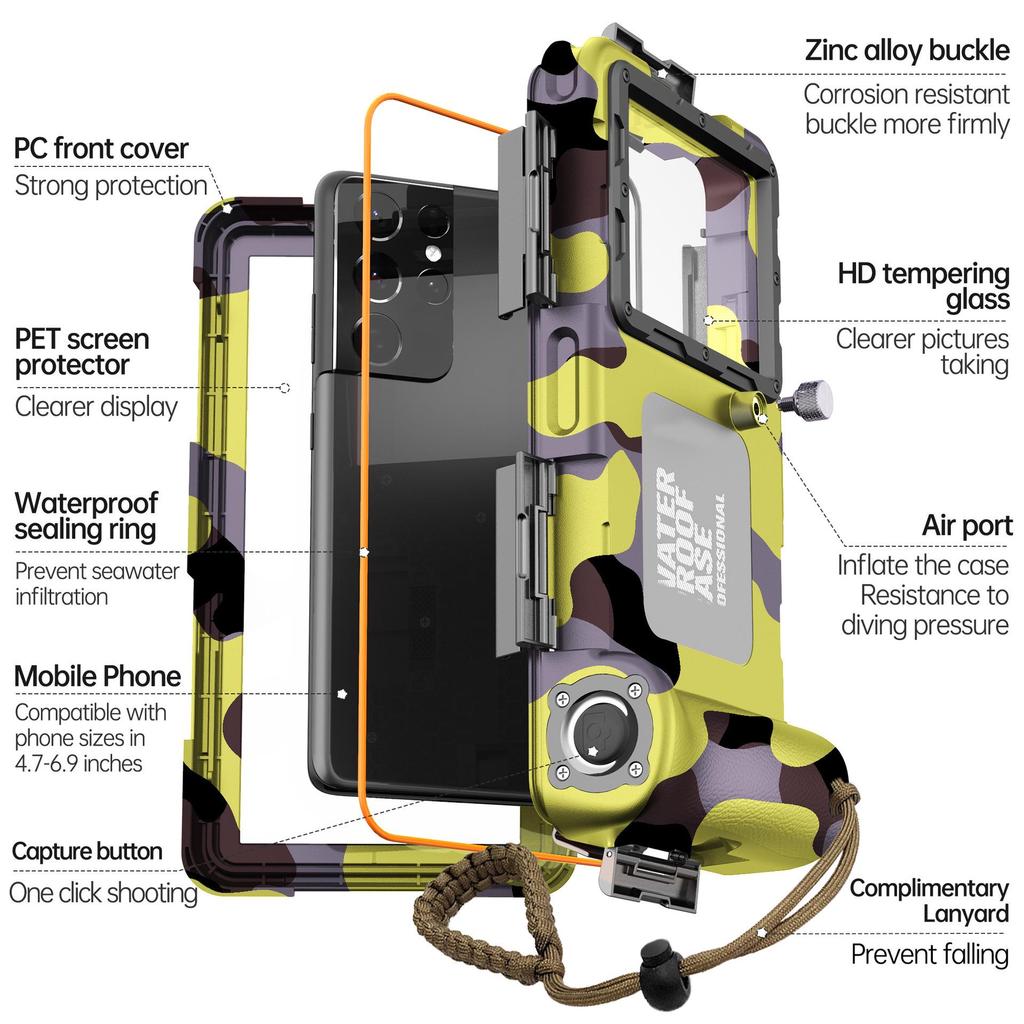 Waterproof Protective Case for Xiaomi 11 Ultra/Redmi 10 Pro - Full-Cover, Anti-Fall, Outdoor Diving Use