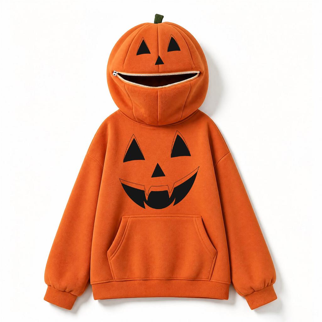 Unisex Kids Halloween Pumpkin Print Hoodie Sweatshirt Retro Top