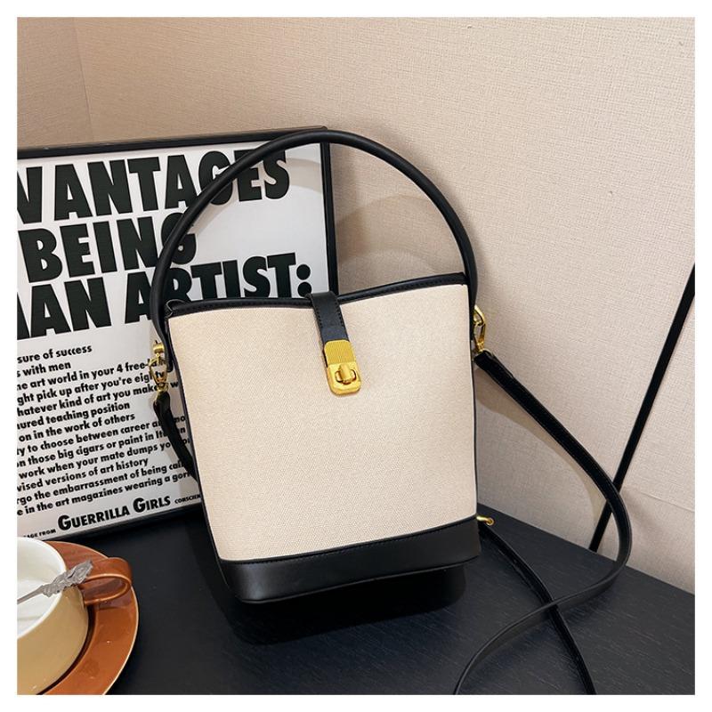 

Модная лоскутная сумка-ведро на одно плечо, нишевый дизайн, ручная сумка-кроссбоди чёрный