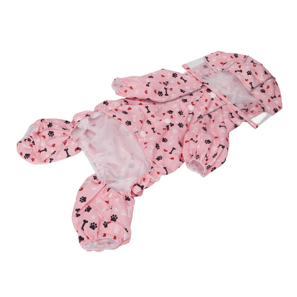Reflective Puppy Raincoat Jacket Waterproof Breathable Cute Pattern Pet Dog Hooded Rain Coat with D Ring XL