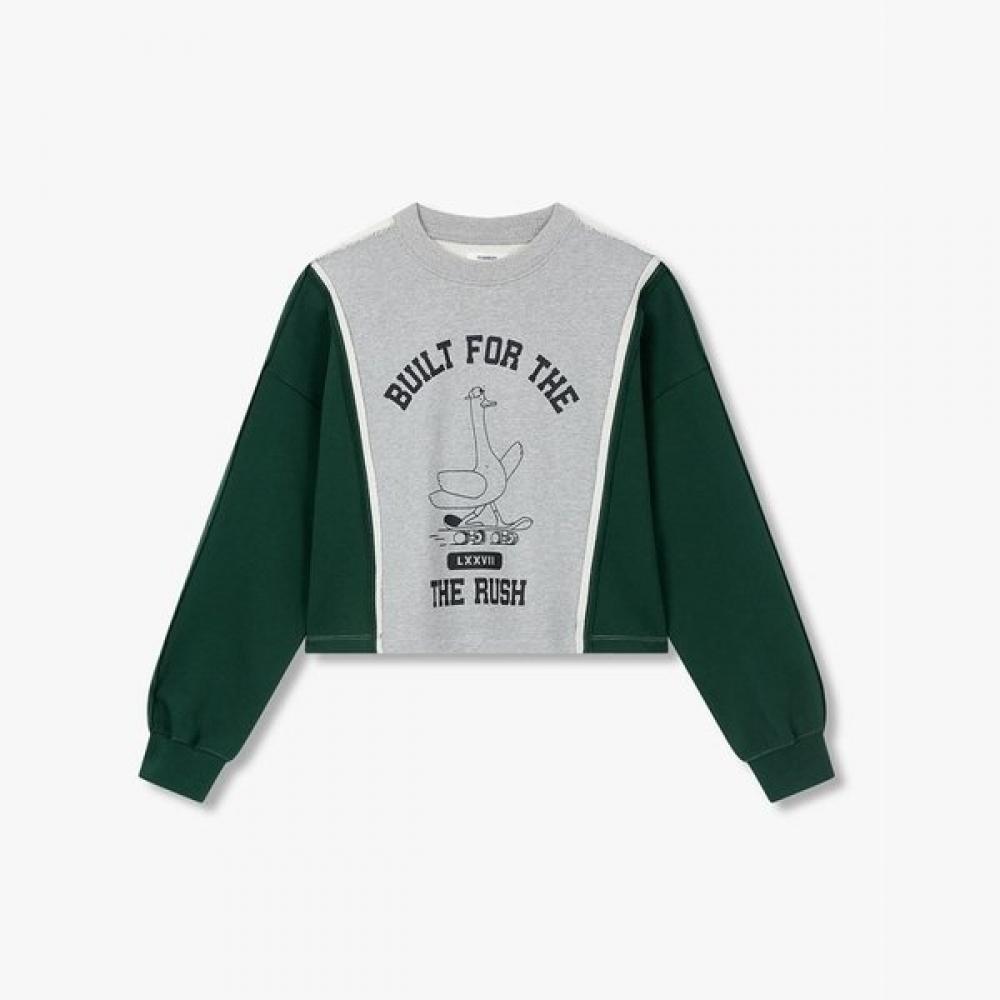 

Studio Tomboy Color Block Detail Graphic Sweatshirt 9106122108ct DARK GREEN/OS