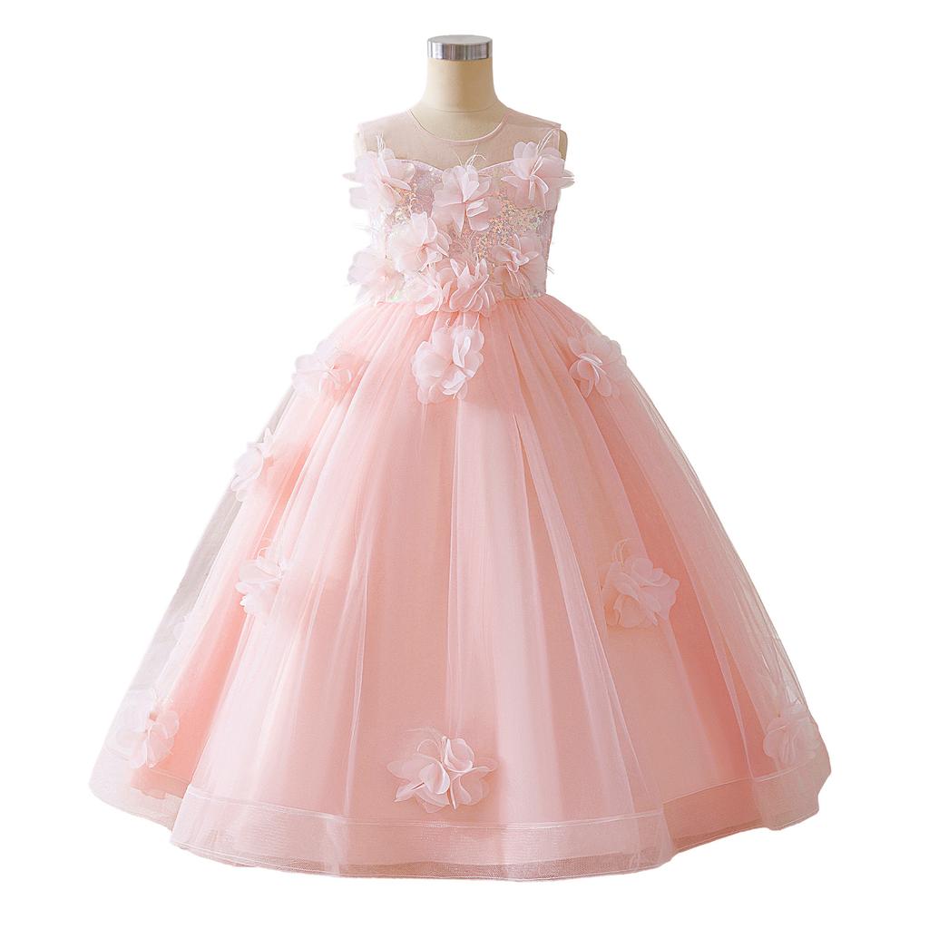 Elegant Girls Party Princess Long Dress Formal Wedding Bridemaids Birthday Prom Dresess for Girl Christmas LP662