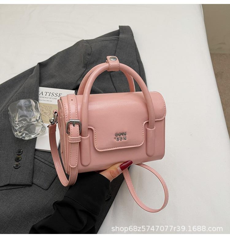Textured Oil Wax Leather Small Bag Women's 2025 New Fashionable and Simple Hand-held Small Square Bag Spring and Summer High-end Crossbody Bag