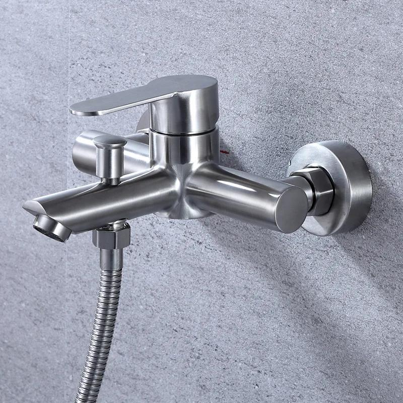 Bathroom Shower Faucet Set 304 Stainless Steel Bathtub Faucet Into The Wall Bathroom Dual Mixed Water Valve Hot and Cold Faucet