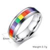 Pierścionki Tęczowe Lesbijskie Srebrne Stal Nierdzewna Pierścionek Pride LGBT Szerokość 6 mm