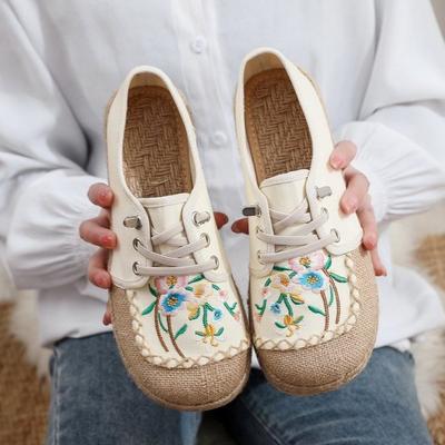 Handmade Single Shoes Women's Spring and Summer New Lazy One-pedal Comfortable Soft-soled Elastic Band Linen Single Shoes