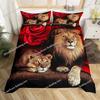 Lion Duvet Cover Set Safari Bedding Set Wildlife Hunting Polyester Double Queen King Size Quilt Cover for Kids Teens 3D Print