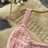 New Fall/Winter Sexy Spaghetti Strap Knitted Midi Dress for Women Elegant Sleeveless Hollow Out Embroidery Slim Sweater Dress