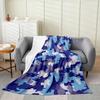 Camouflage Print Kids Flannel Blanket Blue Gray Purple Geometry Fleece Throw Blanket Polyester Soft Cozy Army Camo Pattern Abstr