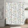 Tenda da Bagno Floreale ad Acquerello: Fiori Eleganti Foglie Decorazione Doccia Rosa Giallo Verde Bianco Sfondo Modello Tessuto Bagno W