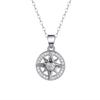 Elegant 925 Sterling Silver Eight-Pointed Star Necklace with Inlaid Diamonds - Women's High-End Niche Compass Pendant.
