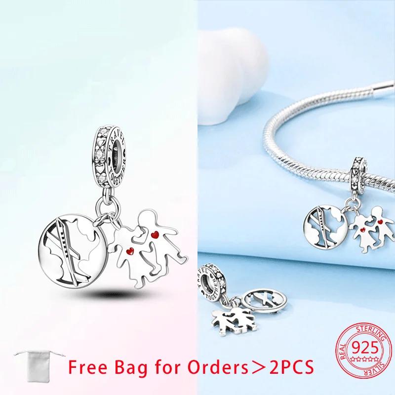 Copper Travel Series Pharaoh Pyramid Tower Anchor Plane Suitcase Charms Beads Pendant Fit Women Jewelry Bracelet Fine Gift