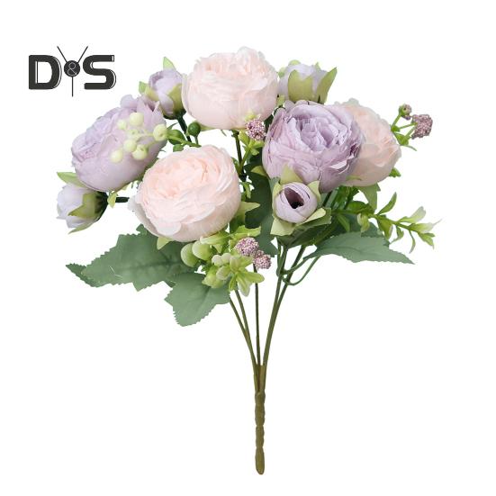 Artificial Peonies Bouquet 5 Heads Fake Flower Bouquet Realistic Faux Silk Flowers for Indoor Outdoor Home Party Decor Wedding