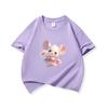 Kids Cotton T Shirt Cute Mouse Holding Daisy Print Crew Neck Short Sleeve Tee Casual Boys Girls Summer Tops