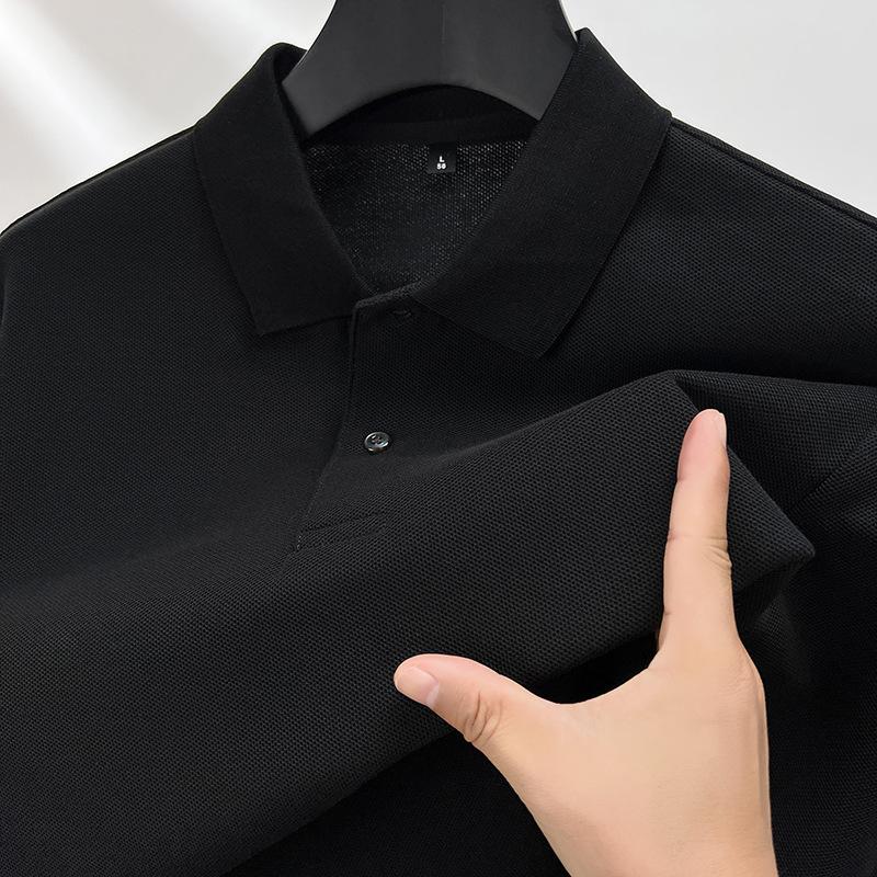100% Cotton Men's Long Sleeve Polo Shirt Autumn Lapel Collar Business Casual T-Shirt