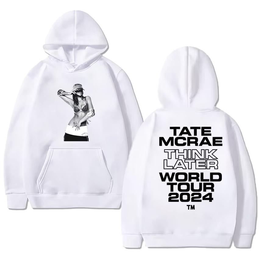 Hot Singer Tate Mcrae The Think Later World Tour Double Sided printed Sweatshirt Men women vintage pullover Unisex Fleece Hoodie