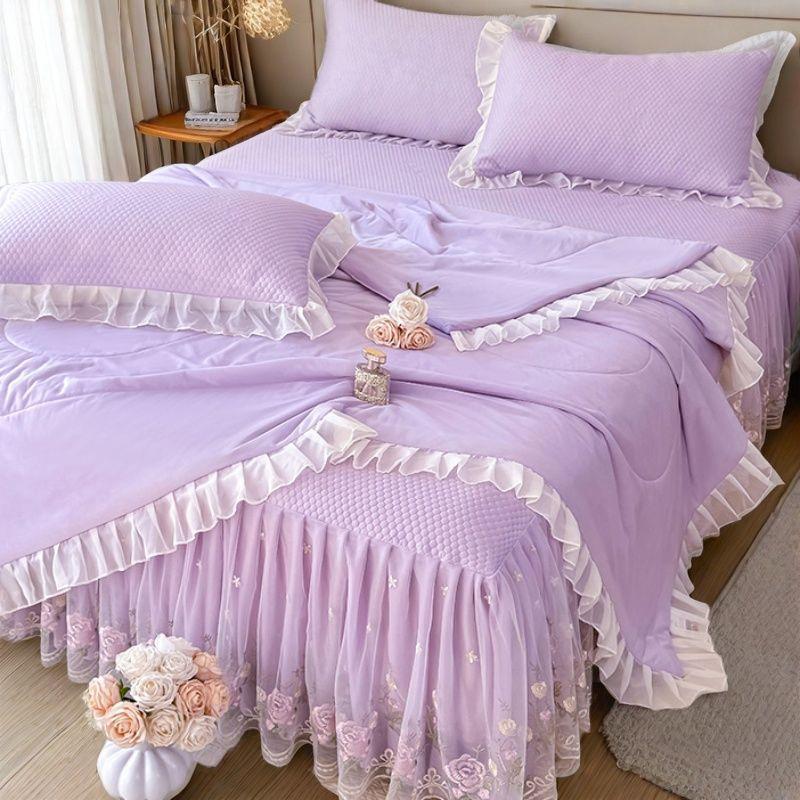 

Прохладный шелковый коврик из бобов льда, четырехсекционный пододеяльник, кружевной летний коврик для кондиционирования воздуха, покрывало, подкладка, можно стирать в стиральной машине 150x200cm